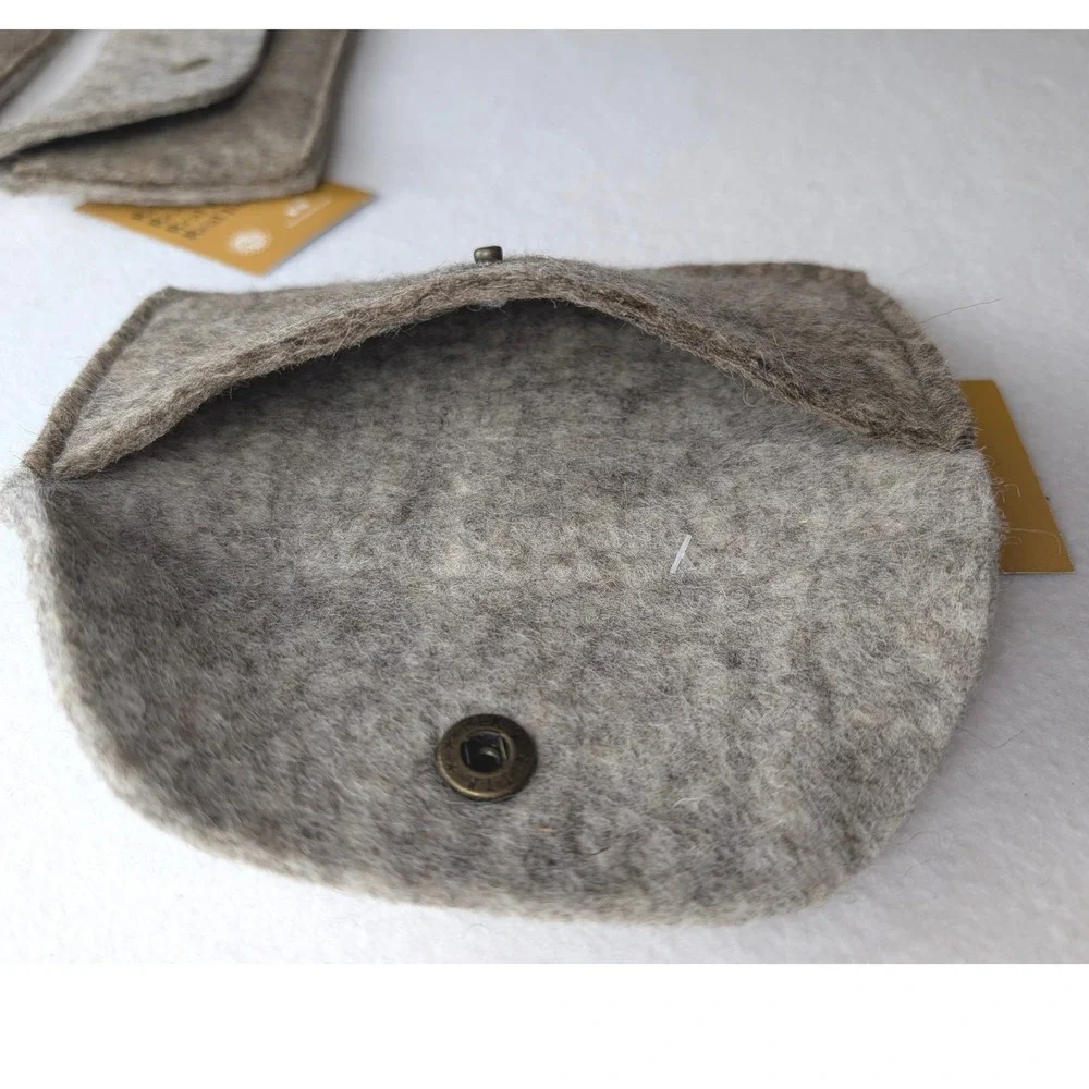 Fibres of Life Grey Felted Wool Snap Pouch Fair Trade Zero Waste Accessory Four